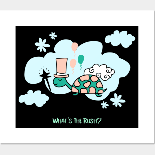 What's The Rush Cute Funny Turtle Posters and Art